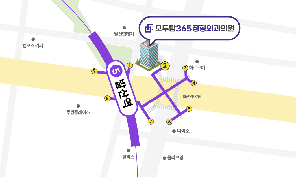 모두탑365정형외과 발산점 오시는길 지도